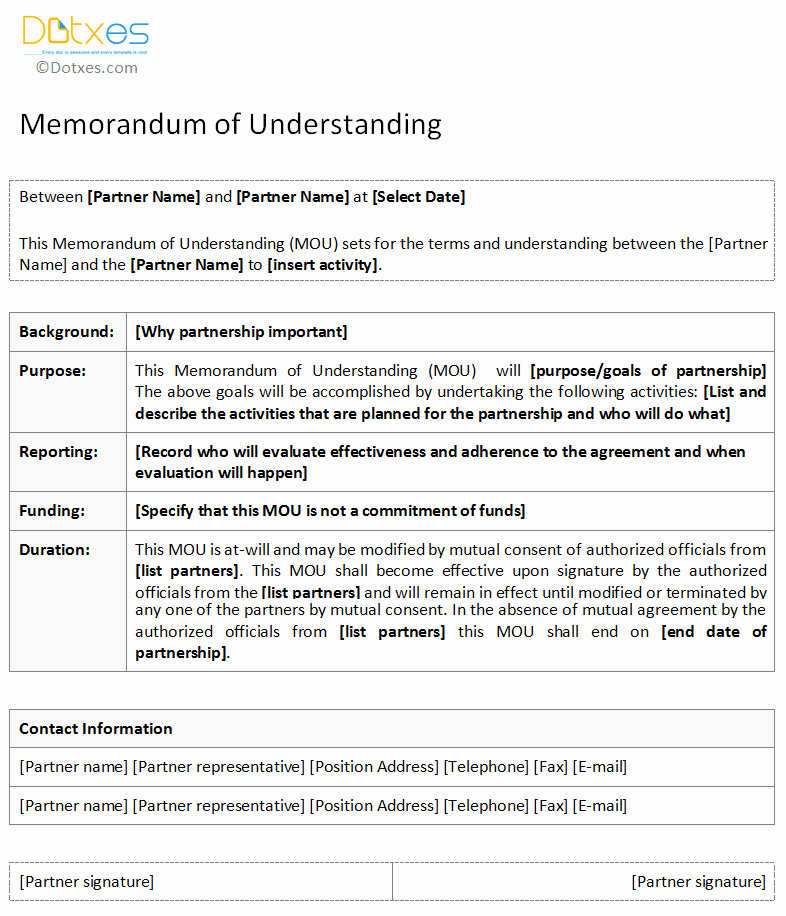 Memorandum Of Understanding Sample Unique Memorandum Of Understanding Template Dotxes