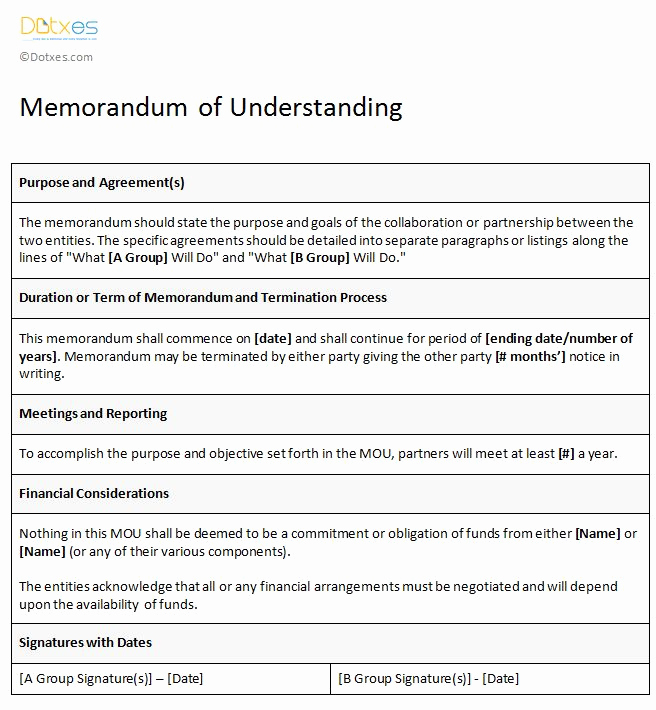 Memorandums Of Understanding Examples New Memorandum Of Understanding Sample format