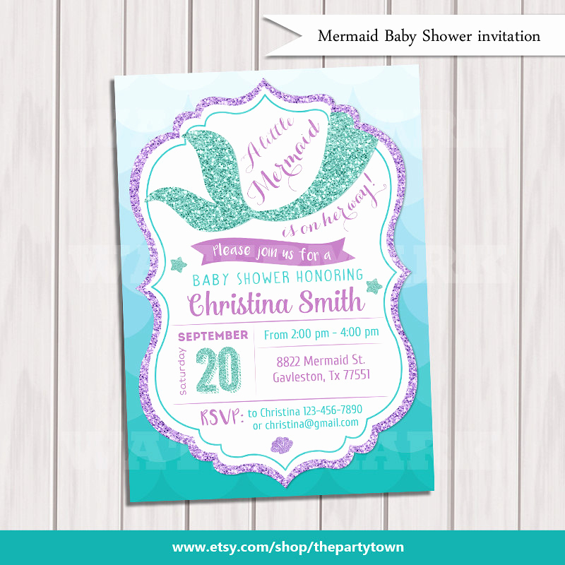 Mermaid Baby Shower Invitations Best Of Mermaid Baby Shower Invitation Little Mermaid Baby Shower