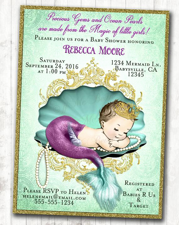 Mermaid Baby Shower Invitations Fresh Mermaid Baby Shower Invitation Little Mermaid Baby Shower