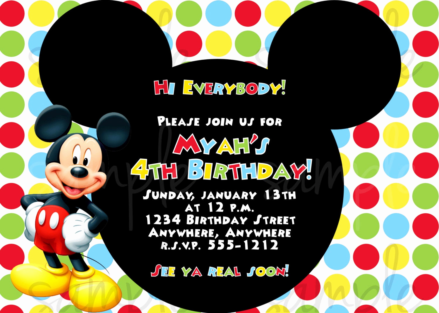Mickey Mouse Birthday Invites Elegant Mickey Mouse Birthday Invitation
