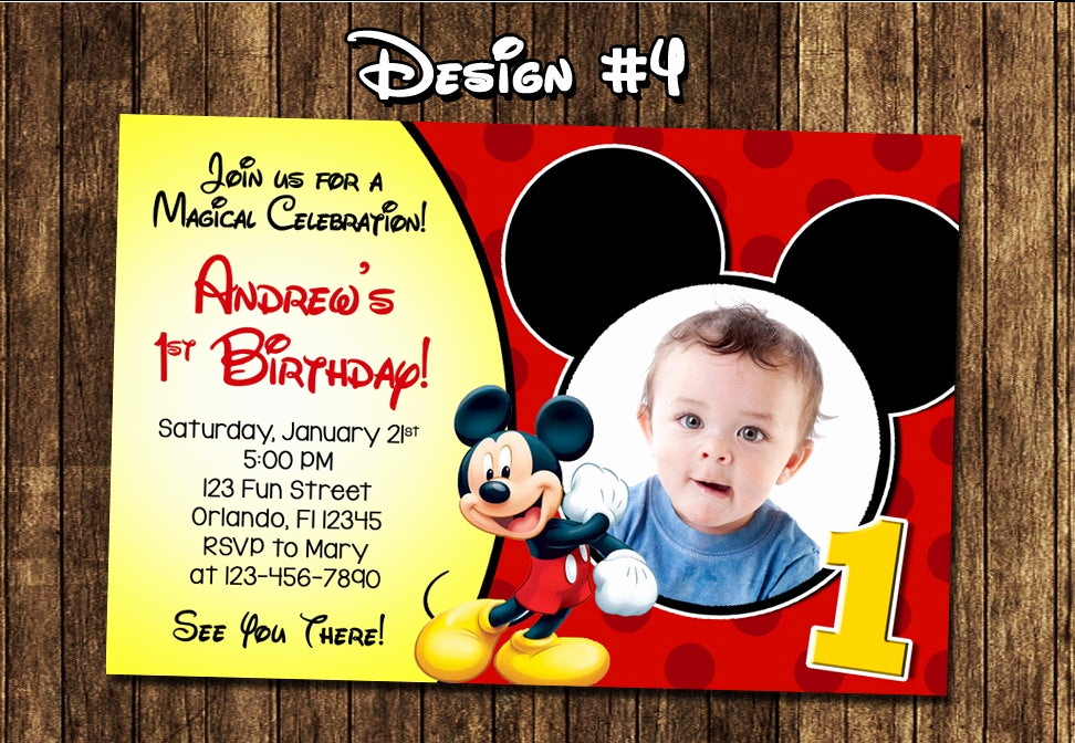 Mickey Mouse Birthday Invites Inspirational Mickey Mouse Baby First Birthday Party Invitations