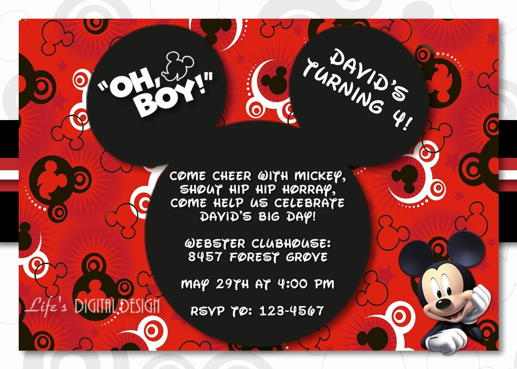 Mickey Mouse Birthday Invites Lovely Mickey Mouse 1st Birthday Invitations for Girls and Boys
