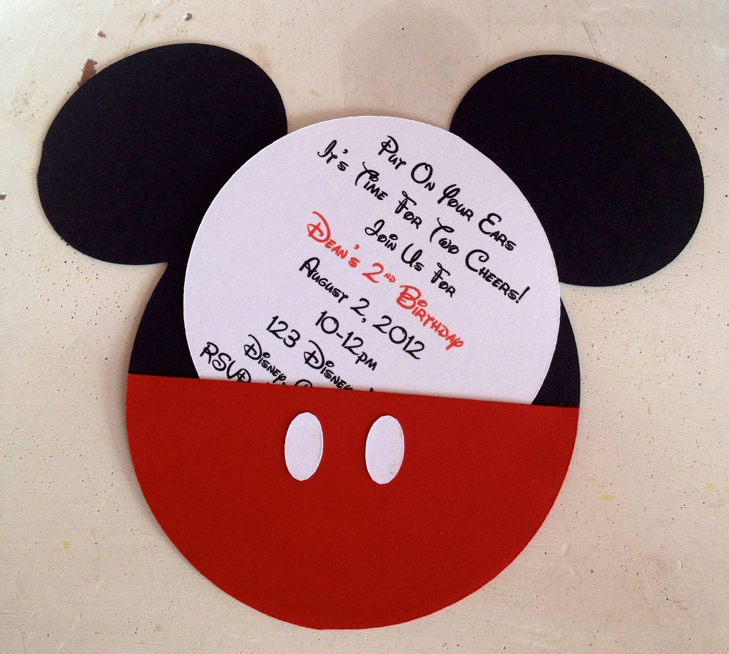 Mickey Mouse Birthday Invites Unique Handmade Custom Red Mickey Mouse Birthday Invitations Set Of