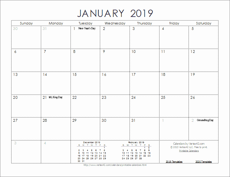 Microsoft Office Calendar Templates 2019 Beautiful Download the 2019 Ink Saver Calendar From Vertex42