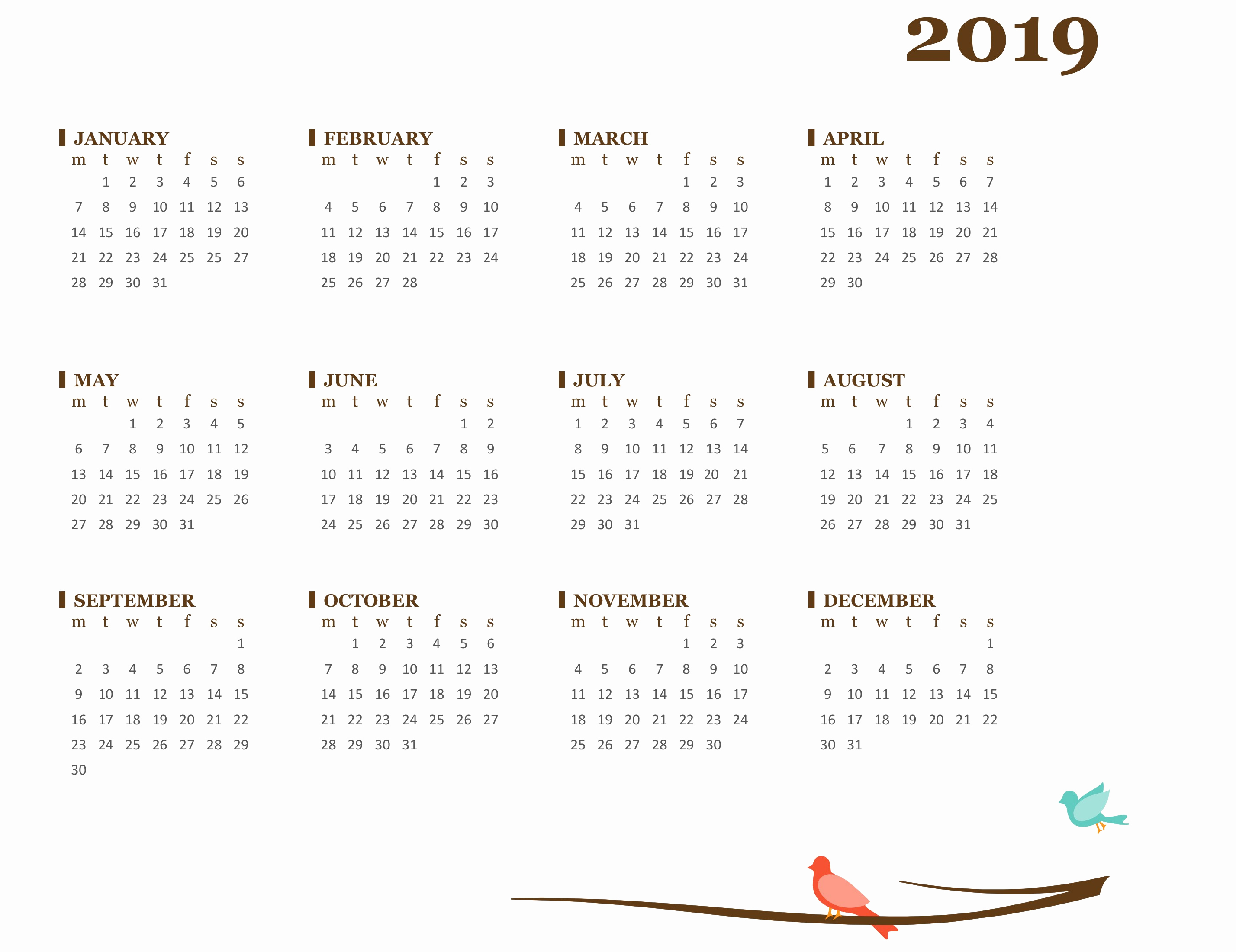 Microsoft Office Calendar Templates 2019 Luxury 2019 Yearly Calendar Mon Sun