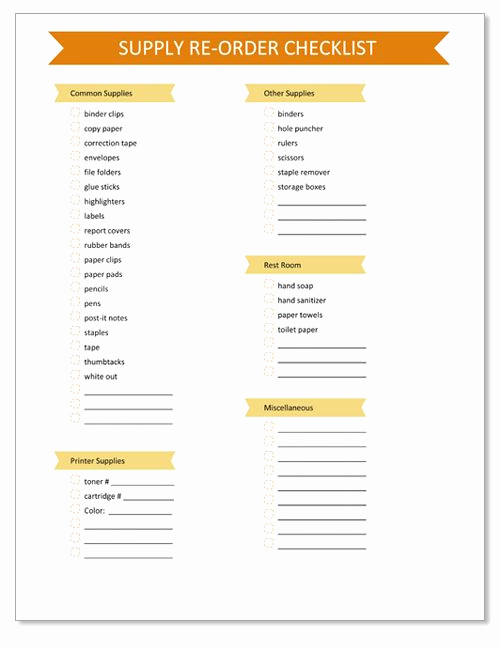 Microsoft Office Check Template Unique Mon Office Supply Checklist Printable