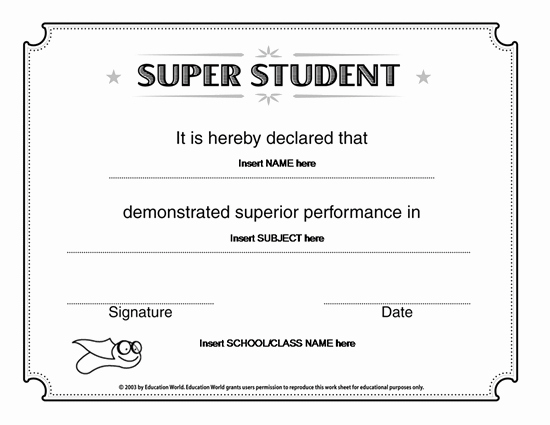Microsoft Word Certificate Template Unique Microsoft Word Super Student Certificate Template