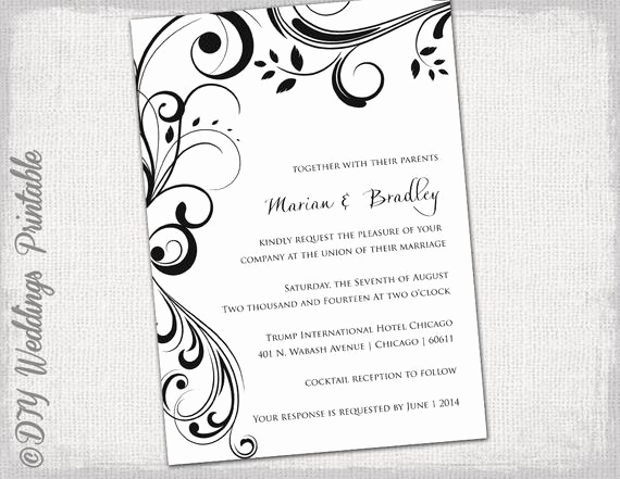 Microsoft Word Invitation Templates Inspirational Wedding Invitation Templates Black and White