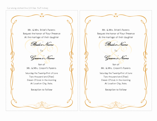 Microsoft Word Invitations Templates New Wedding Invitation Card Template Word
