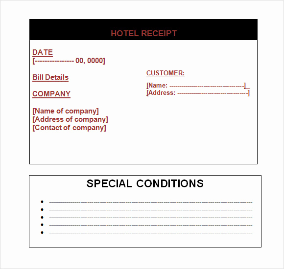 Microsoft Word Receipt Template Lovely Hotel Receipt Template 9 Free Download for Pdf Word