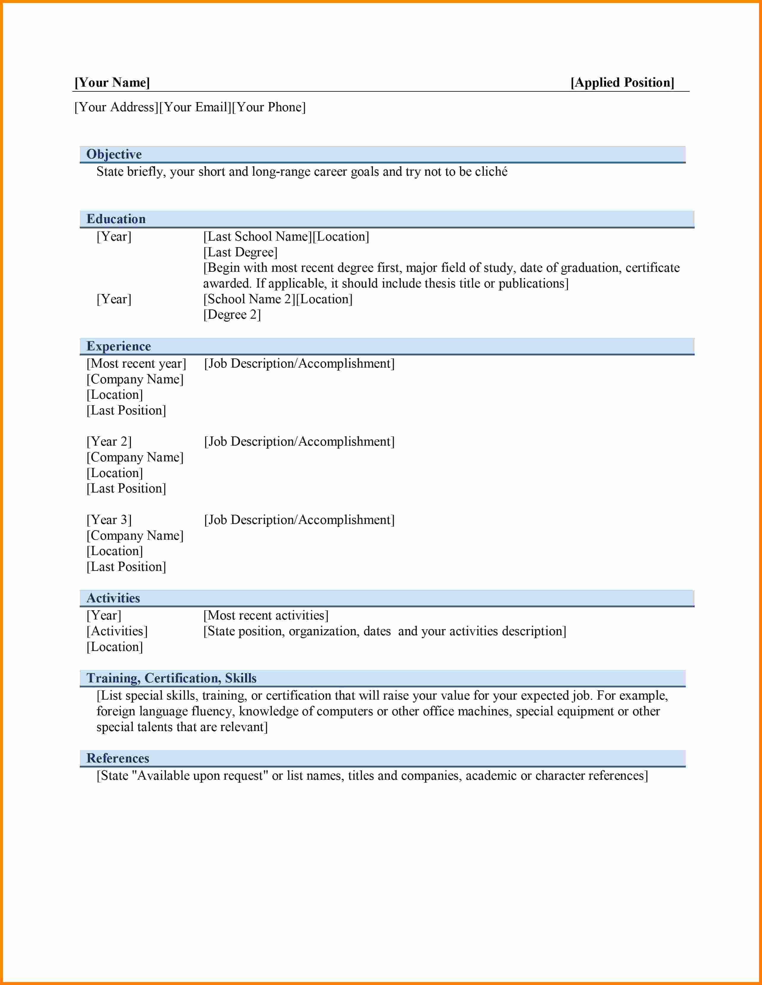 Microsoft Word Template Downloads Best Of 6 Curriculum Vitae In Ms Word