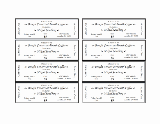 Microsoft Word Ticket Template Best Of event Tickets