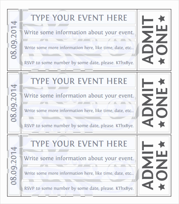 Microsoft Word Ticket Template Fresh event Ticket Template