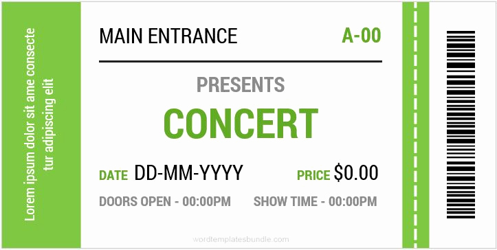 Microsoft Word Ticket Template Inspirational Concert Ticket Templates for Ms Word