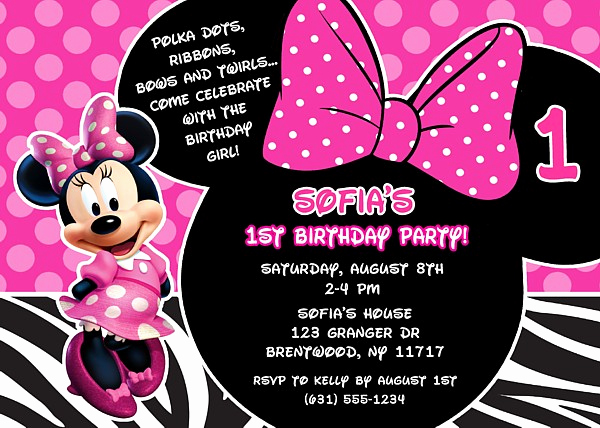 Minnie Mouse Birthday Invitations Beautiful Minnie Mouse Birthday Party Invitations Disney