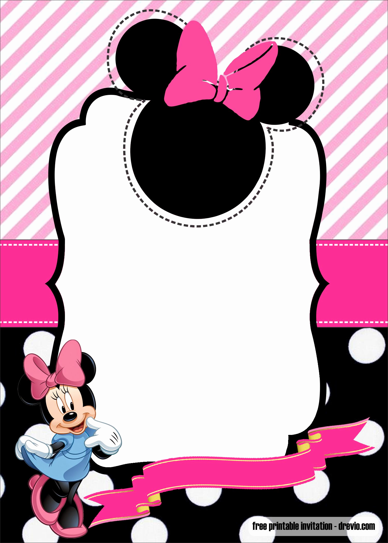 Minnie Mouse Invitation Template Inspirational Free Minnie Mouse 1st Birthday Invitation Template