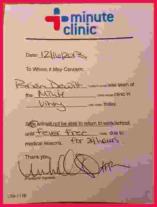 30 Minute Clinic Doctors Note