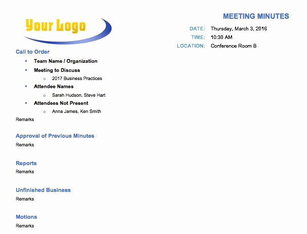 Minutes Of Meeting format Awesome Free Meeting Minutes Template for Microsoft Word
