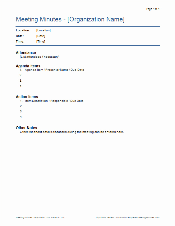 Minutes Of Meeting format Awesome Meeting Minutes Templates for Word