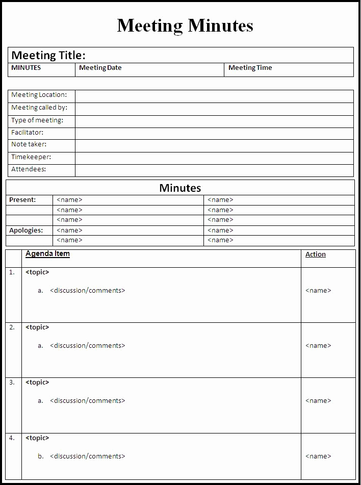 Minutes Of Meeting format Beautiful Minutes Meeting Template