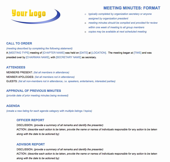 Minutes Of Meeting format New Free Meeting Minutes Template for Microsoft Word