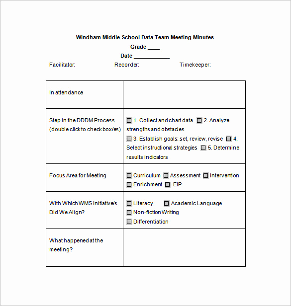 Minutes Of Meeting format Unique School Meeting Minutes Template – 7 Free Word Excel Pdf