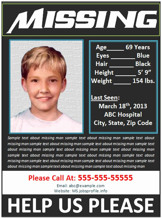 Missing Person Poster Template Fresh Missing Person Poster