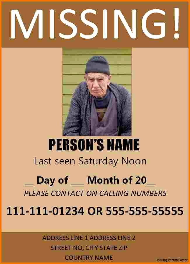 Missing Person Poster Template Inspirational Missing Poster Template