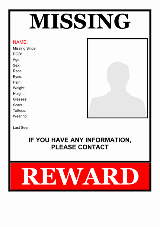 Missing Person Poster Template Lovely 30 Missing Poster Templates Free to In Pdf