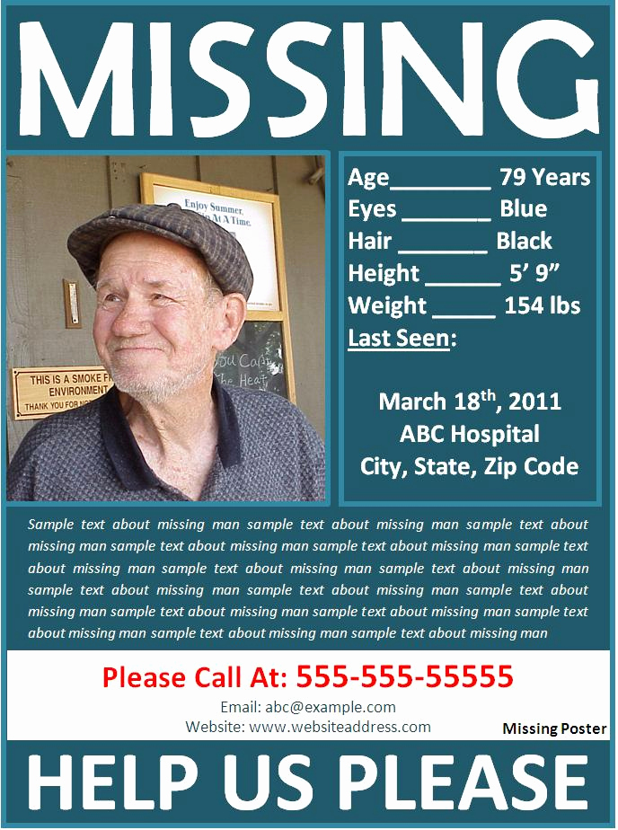 Missing Person Poster Template Lovely Missing Poster Template