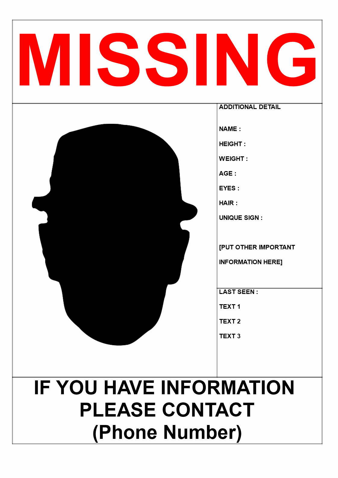 Missing Person Poster Template Luxury Free Missing Person Poster Template In A3 Size