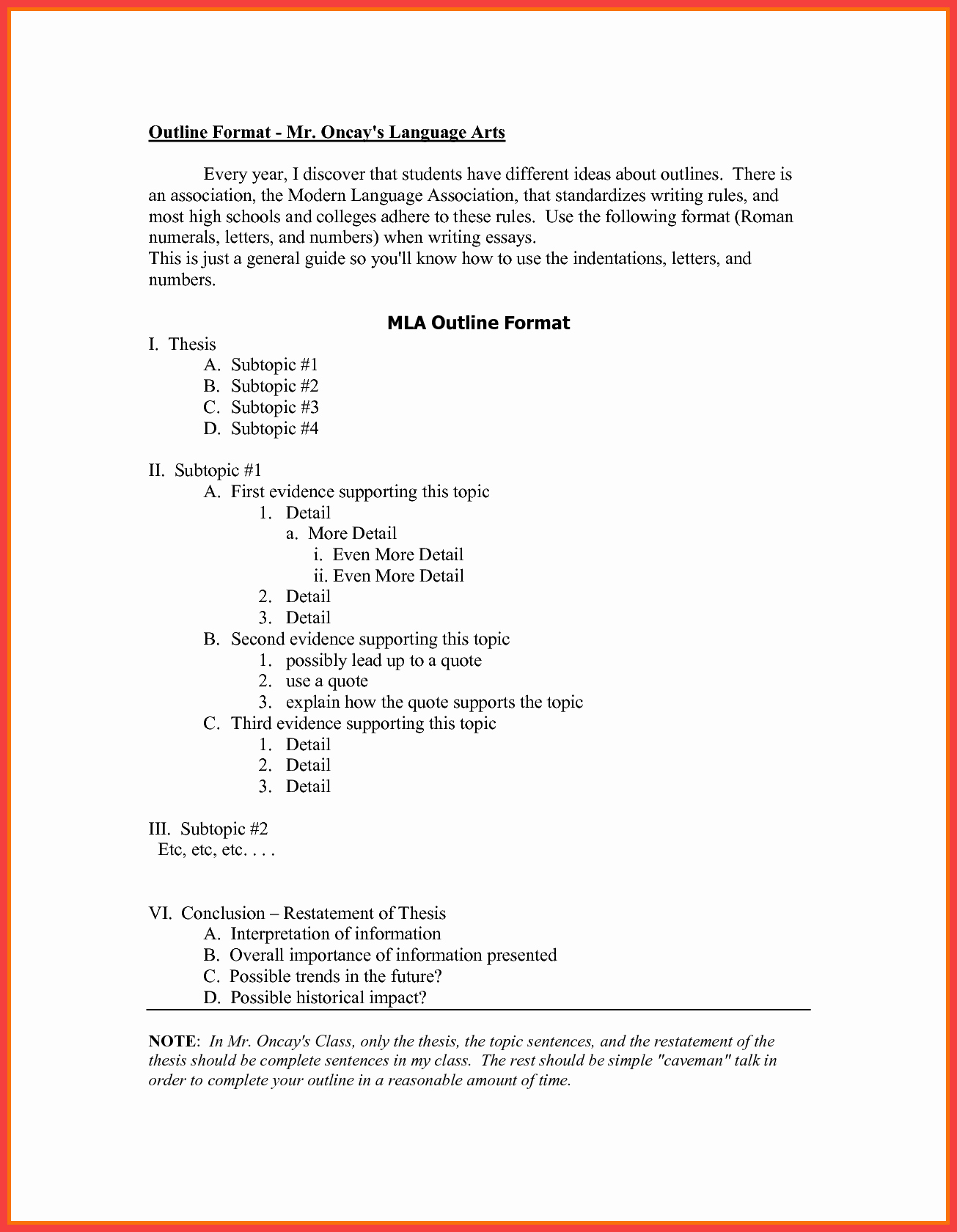 Mla format Outline Template Awesome Apa Style Outline Template