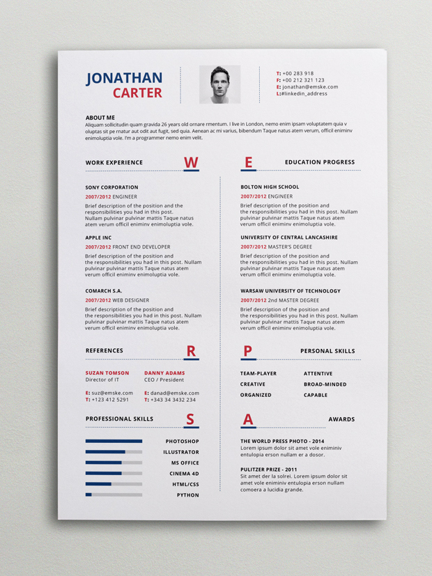 Modern Resume Template Word Awesome Modern Resume Template Psd Word