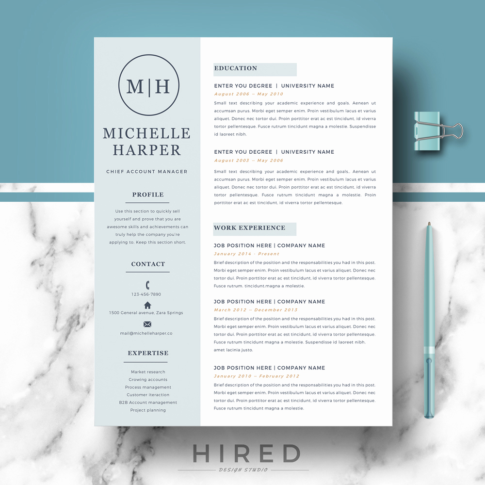 Modern Resume Template Word Beautiful &quot;michelle&quot; Hired Design Studio