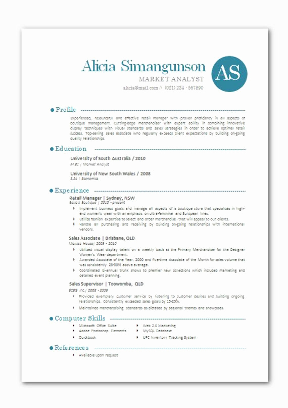 Modern Resume Template Word Lovely Modern Microsoft Word Resume Template Alicia by Inkpower