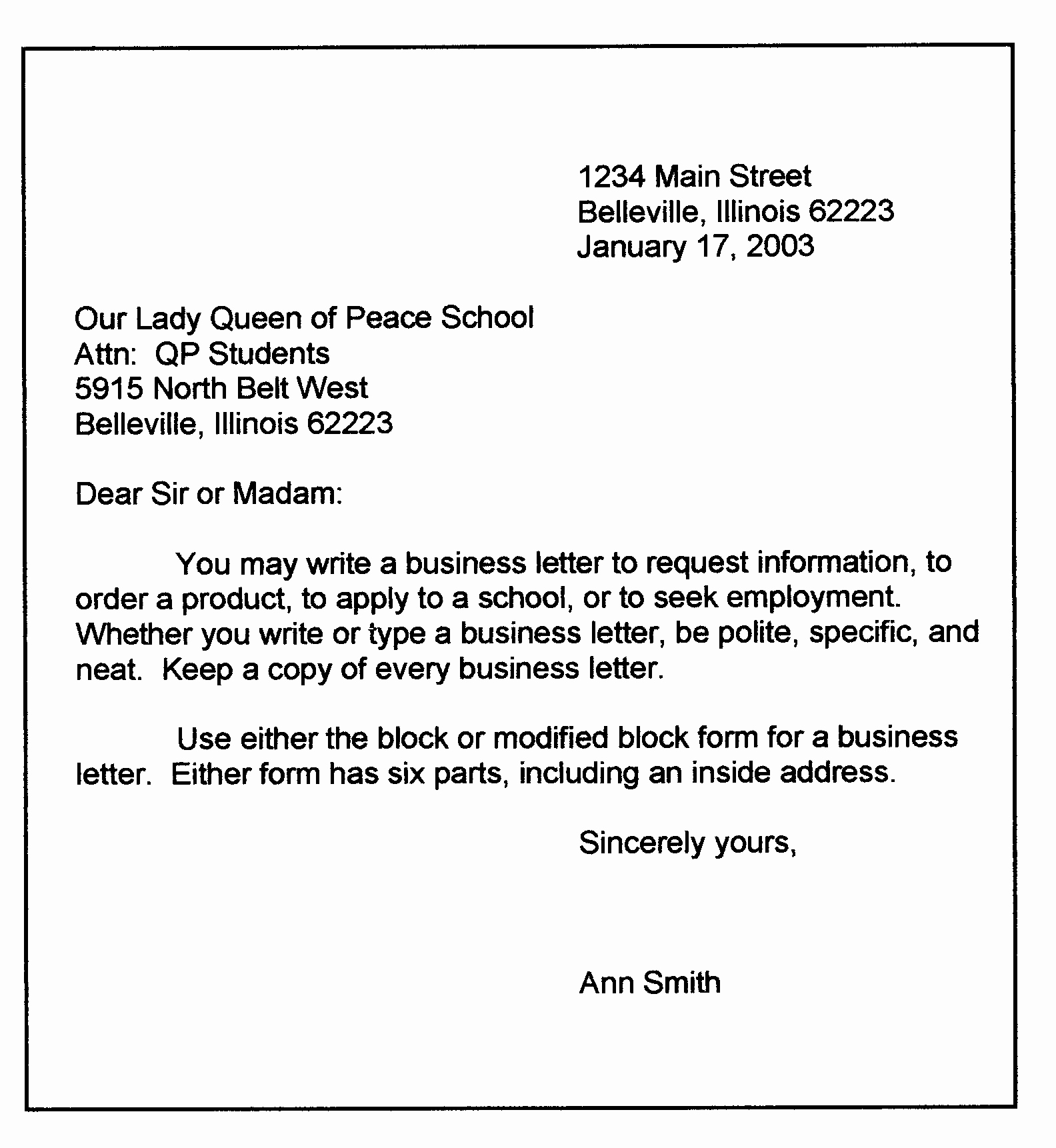 Modified Block Letter format Unique 3 4 form for Business Letter