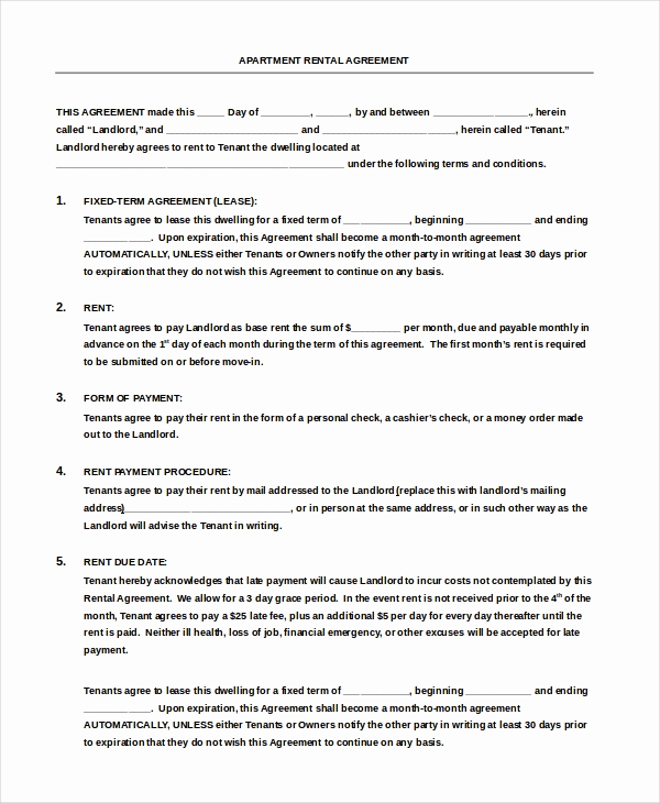 Month to Month Lease form Lovely Month to Month Rental Agreement Template 13 Free Word