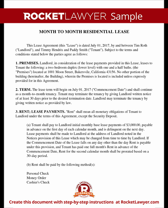 Month to Month Lease Template Fresh Month to Month Rental Agreement Short Term Lease form