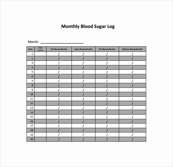 Monthly Blood Sugar Log Best Of Sample Blood Sugar Log Template 8 Free Documents In Pdf