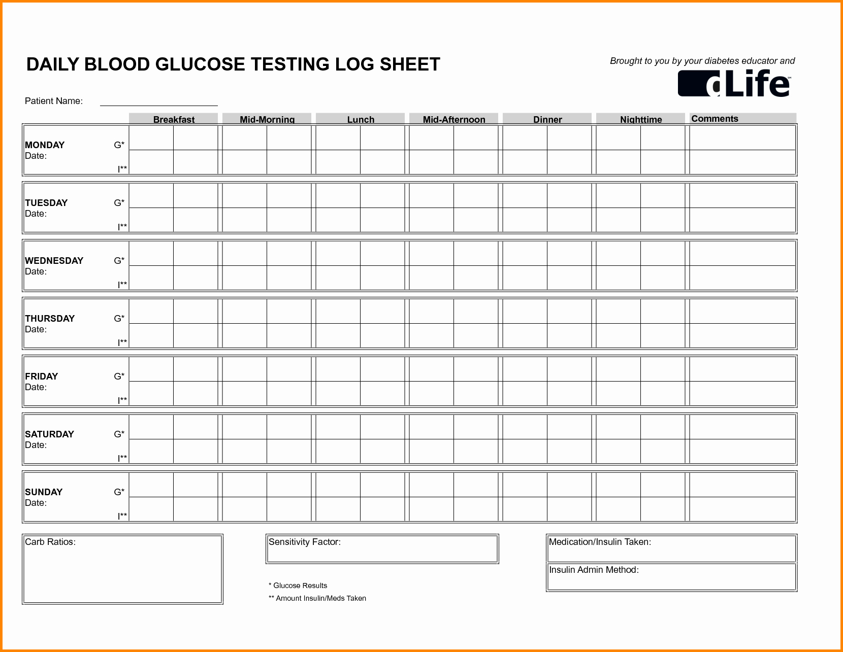 Monthly Blood Sugar Log Fresh Blood Sugar Log Sheets Tracker Spreadsheet Printable