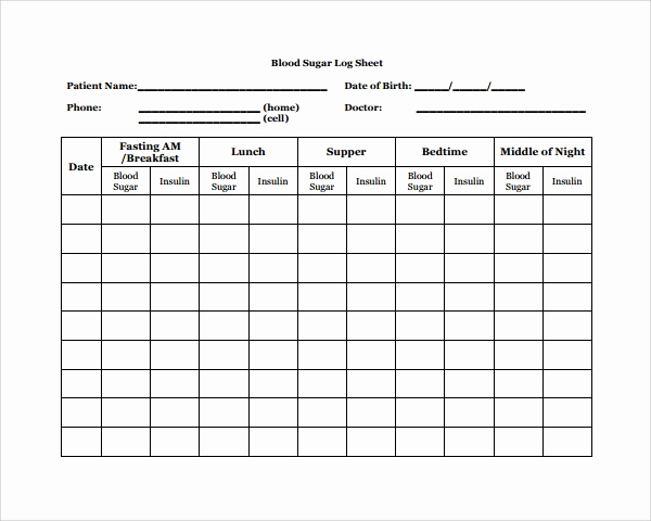 Monthly Blood Sugar Log Inspirational Sample Blood Sugar Log Template 8 Free Documents In Pdf