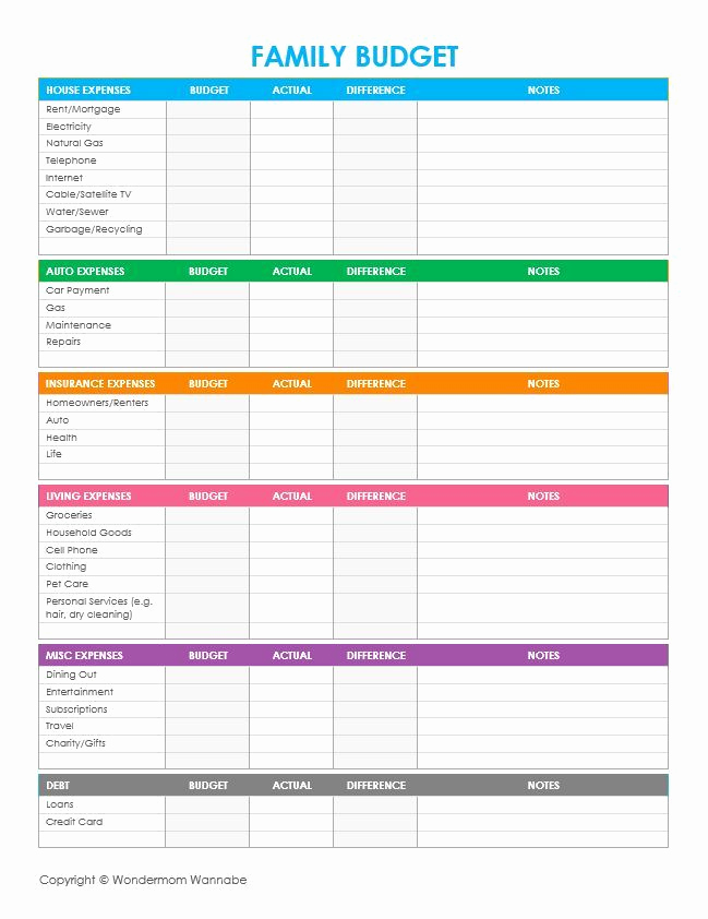 Monthly Budget Planner Template Inspirational Free Printable Family Bud Worksheets