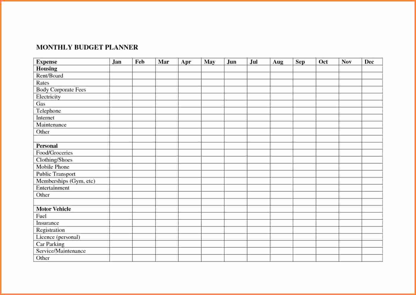 Monthly Budget Worksheet Excel Luxury 10 Monthly Bud Planner Spreadsheet