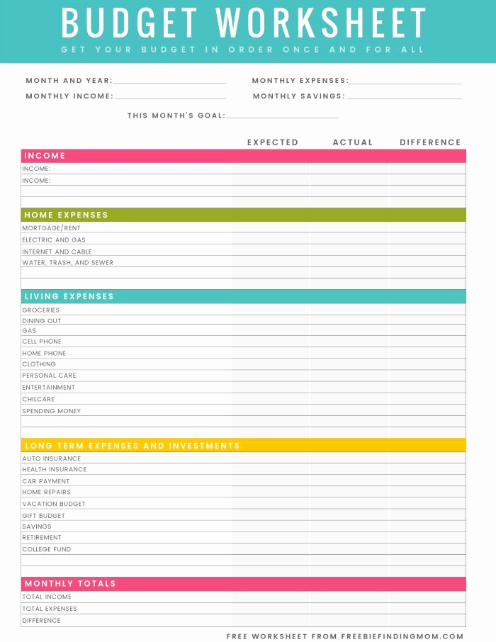 Monthly Budget Worksheet Pdf Awesome Free Printable Household Bud Worksheet – Excel &amp; Pdf