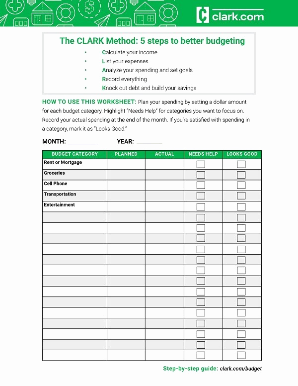 Monthly Budget Worksheet Pdf Best Of Free Bud Worksheet the Clark Method to Create A