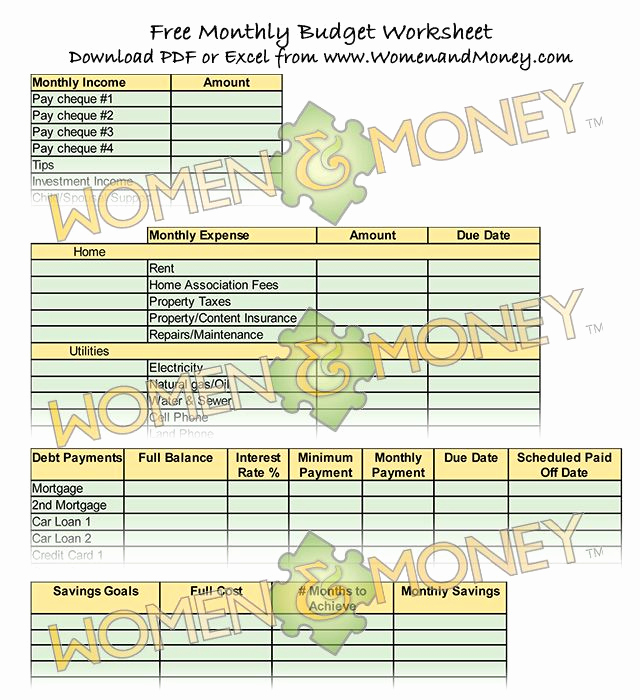 Monthly Budget Worksheet Pdf Inspirational Free Monthly Bud Worksheet Pdf or Excel Designed to