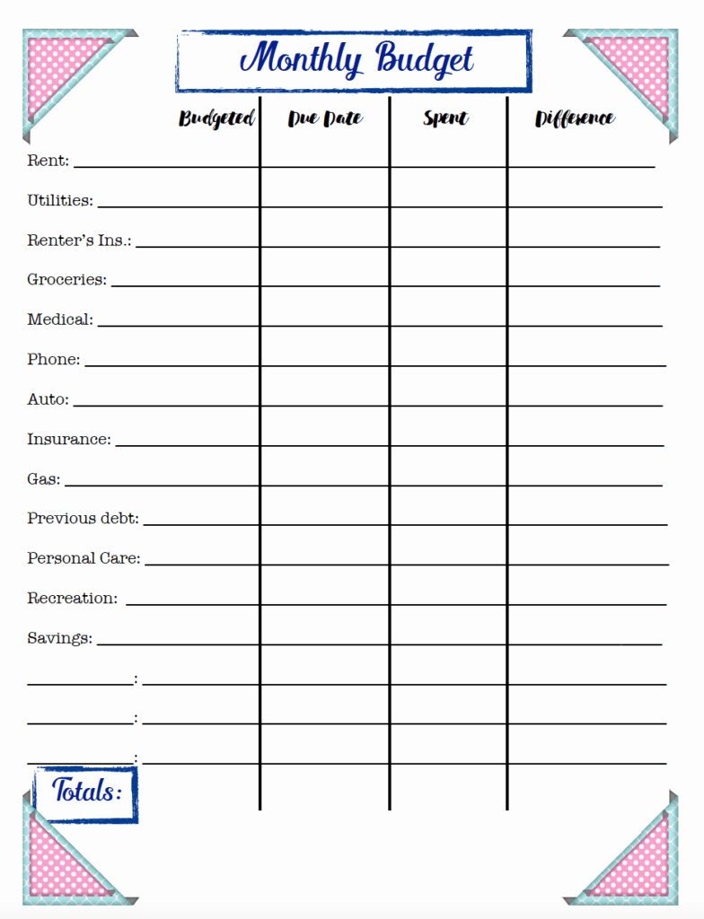 Monthly Budget Worksheet Printable Best Of Free Bud Ing Printables Expense Tracker Bud &amp; Goal