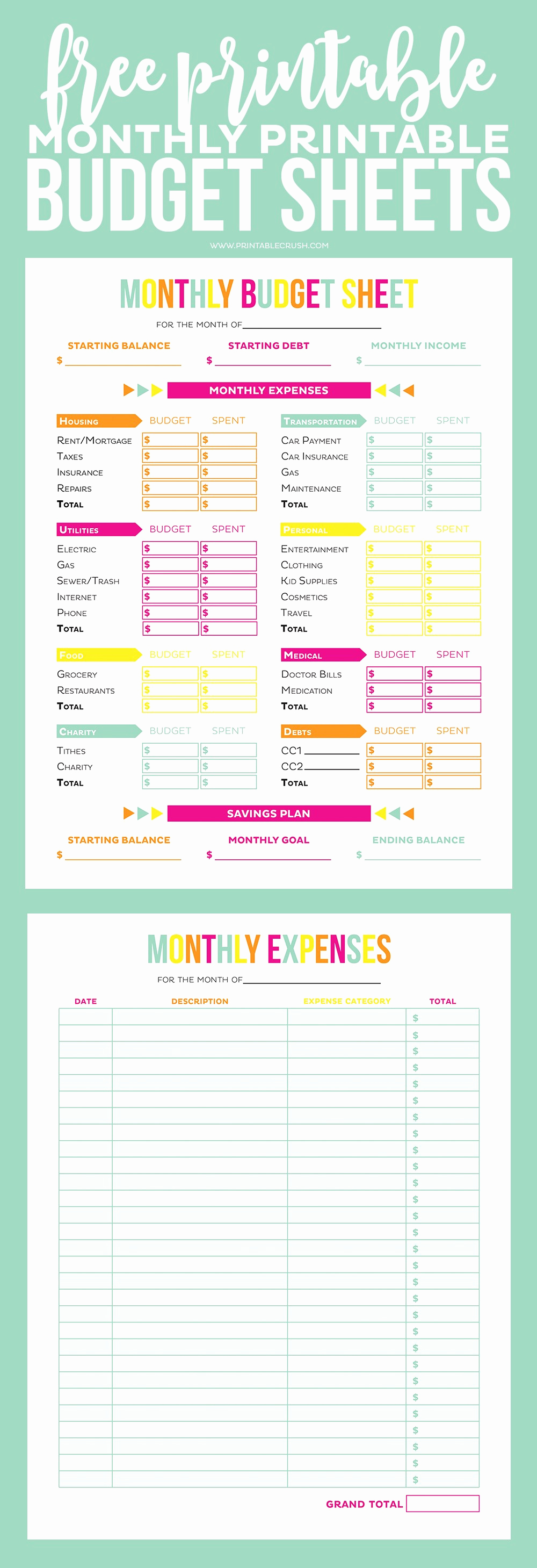 Monthly Budget Worksheet Printable Fresh Bud Sheet Track Monthly Finances Using Free Printables