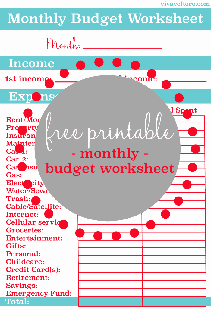 Monthly Budget Worksheet Printable New Monthly Bud Worksheet Free Printable Viva Veltoro